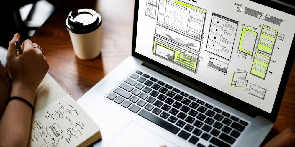 Website development layout sketch drawing